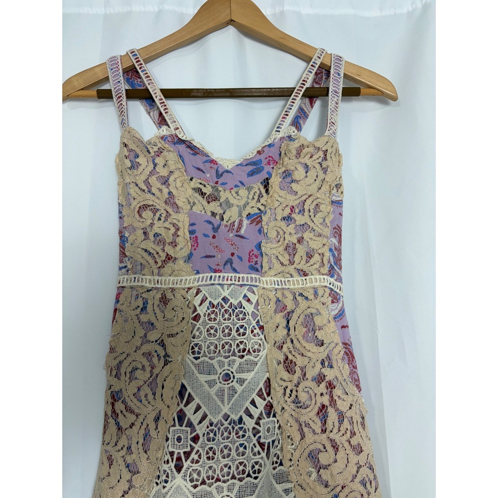 Free People Boho Crochet Festival Lace Paisley Maxi Dress Purple Size 10 Event - Picture 3 of 15